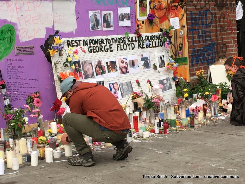Black lives matter memorial outside Capitol Hill East Precinct People's/Police department